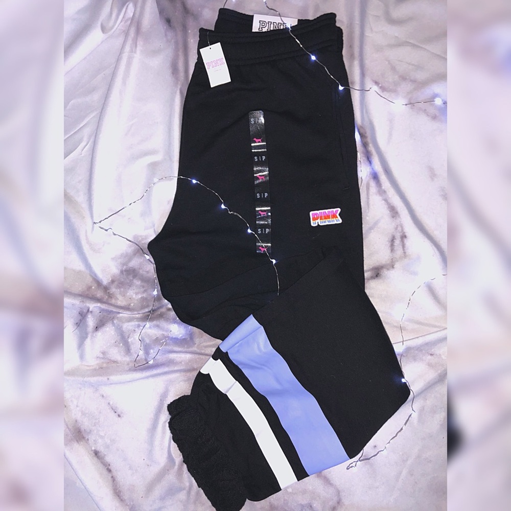 Small Black Campus Pant Purple Stripe VS Pink